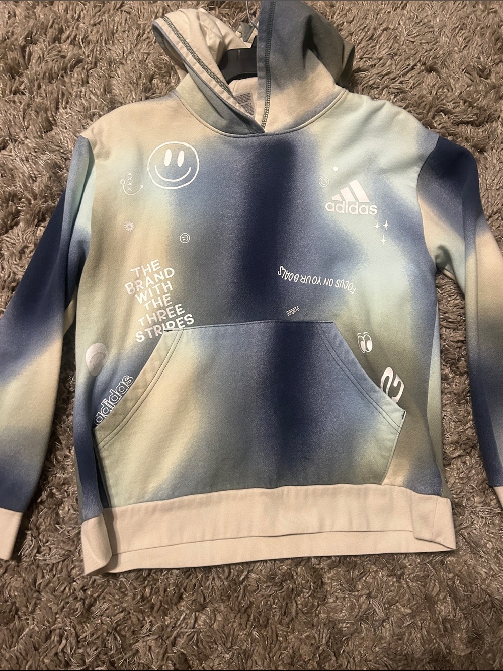 adidas Kids Gradient Tie-Dye Hoodie in Blue & Cream